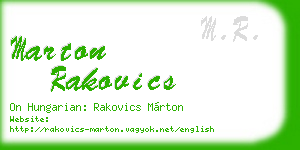 marton rakovics business card
